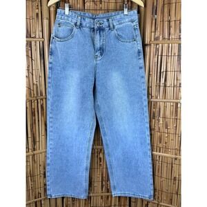 NWT HANGBAN Women's Jeans Wide Leg Blue Light Wash Size Large